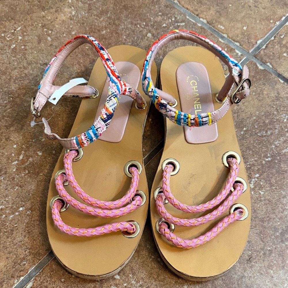 Chanel Pink and Multicolor Women's Sandals